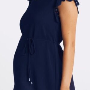 EUC Full Moon Maternity Blouse Stitch Fix Navy  L